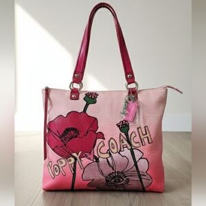 Coach Poppy 2010 Pink Ombré Floral Appliqué Glam Tote 3 Hangtags